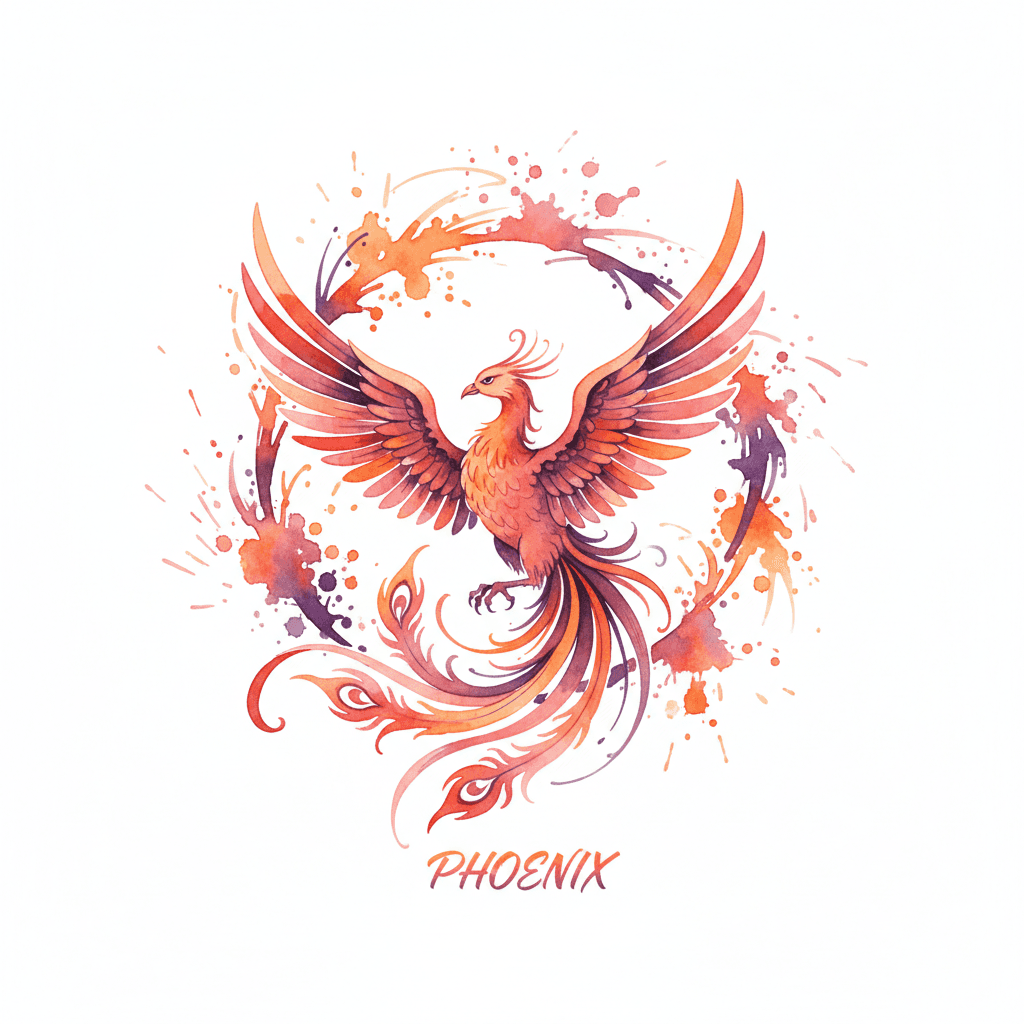 Watercolor tattoo flash design 83