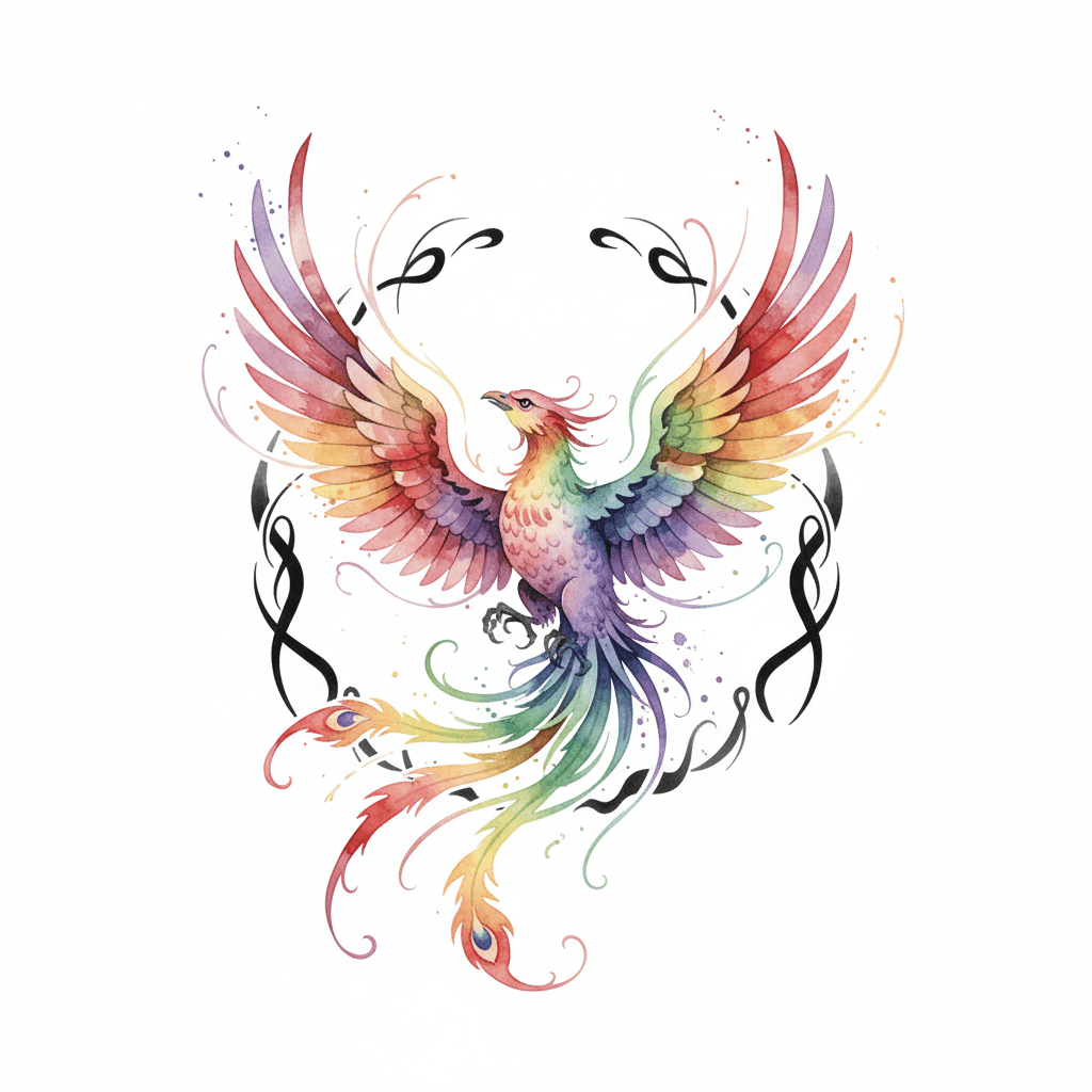 Watercolor tattoo flash design 84