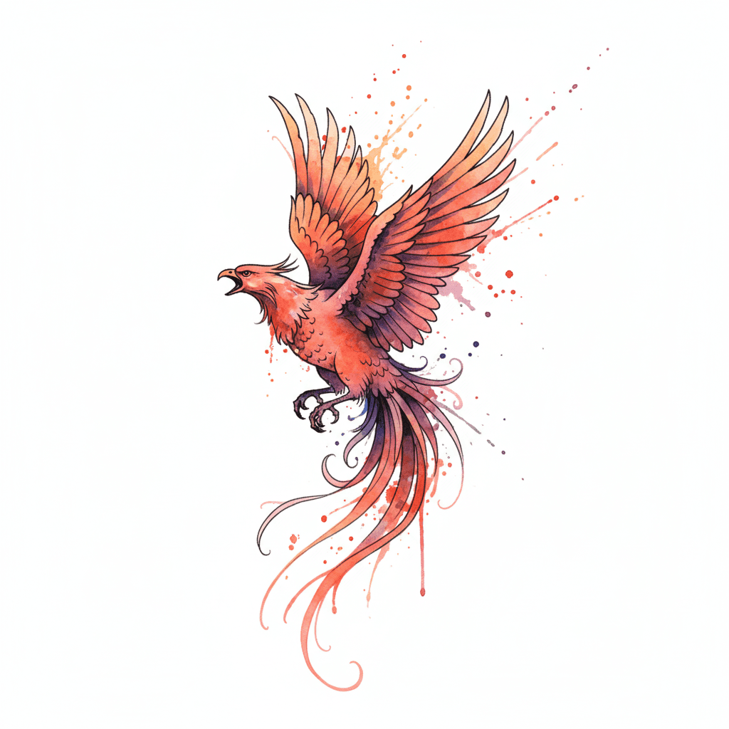 Watercolor tattoo flash design 86