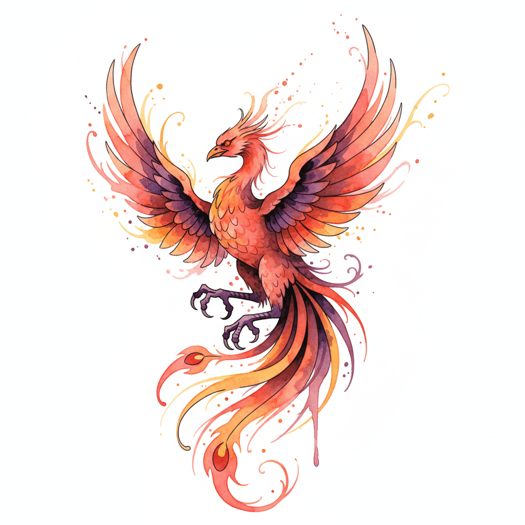 Watercolor tattoo flash design 89